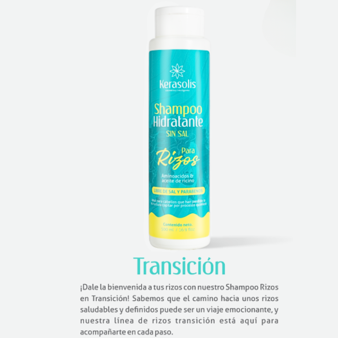 SHAMPOO HIDRATANTE DE RIZOS SIN SAL DE KERASOLI