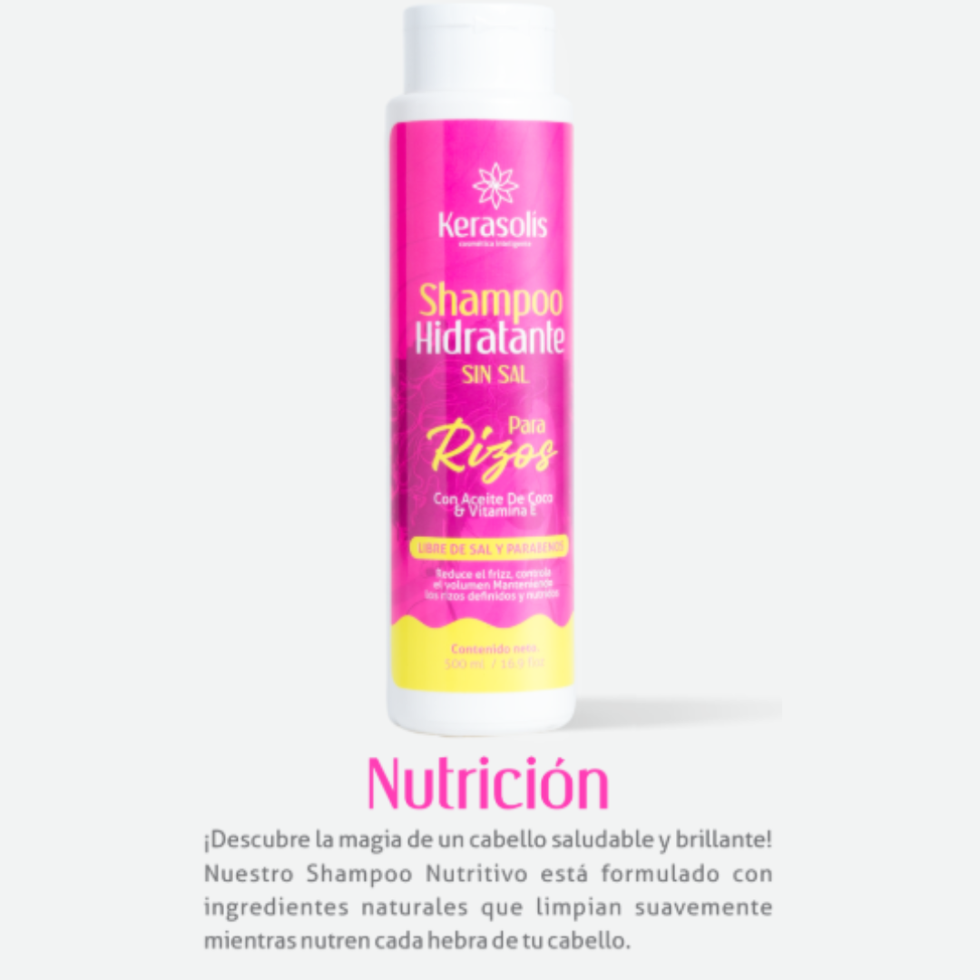 SHAMPOO HIDRATANTE DE RIZOS SIN SAL DE KERASOLI