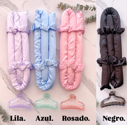 TUBO PARA ONDAS SIN CALOR (2 SCRUNCHIES MÁS PINZA)