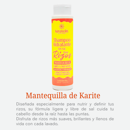 SHAMPOO HIDRATANTE DE RIZOS SIN SAL DE KERASOLI