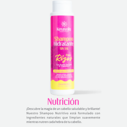 SHAMPOO HIDRATANTE DE RIZOS SIN SAL DE KERASOLI