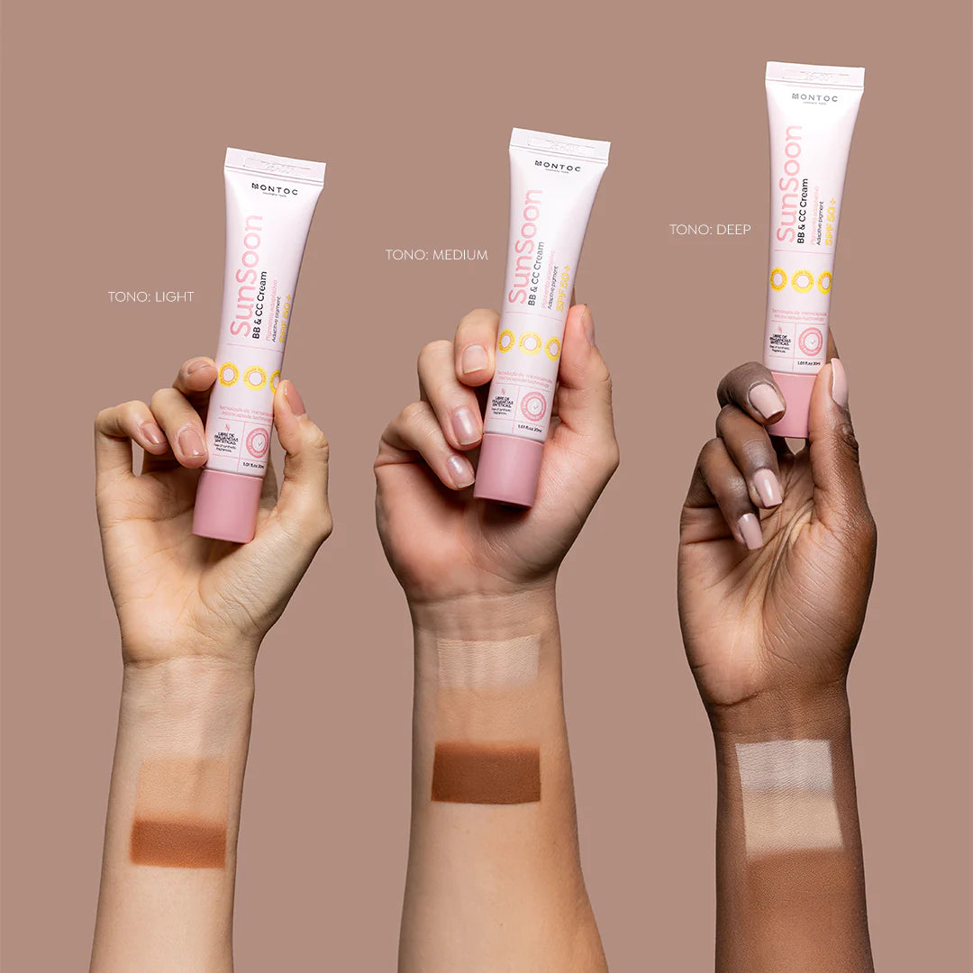 SUNSOON – BB & CC CREAM SPF 50+ CON PIGMENTO ADAPTATIVO MONTOC