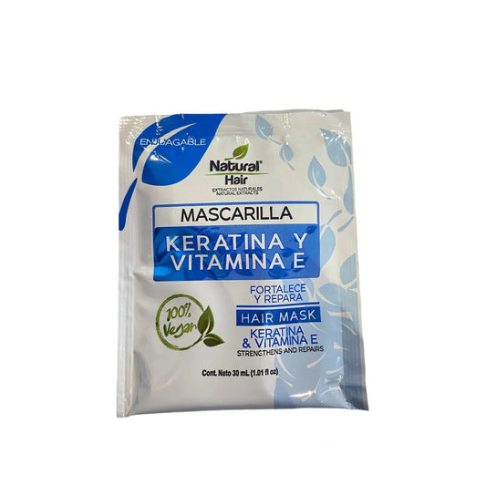 SOBRE MASCARILLA ENJUAGABLE KERATINA Y VITAMINA E - NATURAL HAIR