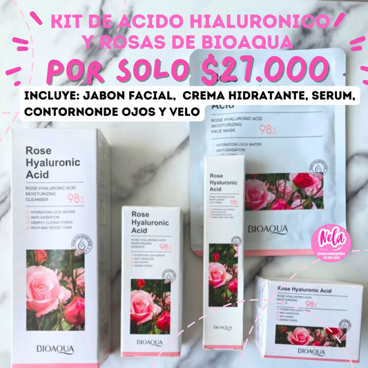 KIT X 5 DE ROSAS CON ACIDO HIALURONICO DE BIOAQUA