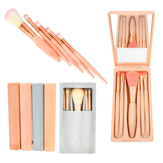 KIT DE BROCHAS X5 CON ESTUCHE Y ESPEJO