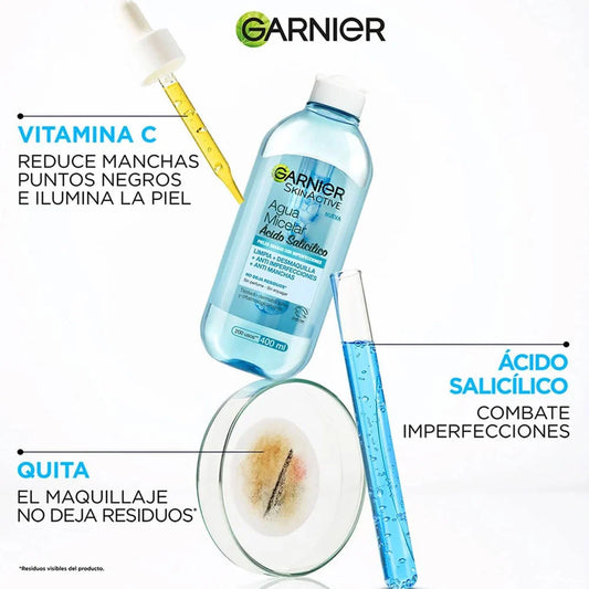 AGUA MICELAR ANTI IMPERFECCIONES ACIDO SALICILICO GARNIER 400 ML