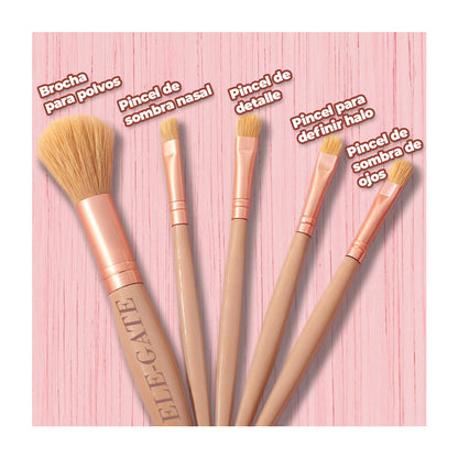 KIT DE BROCHAS X5 CON ESTUCHE Y ESPEJO